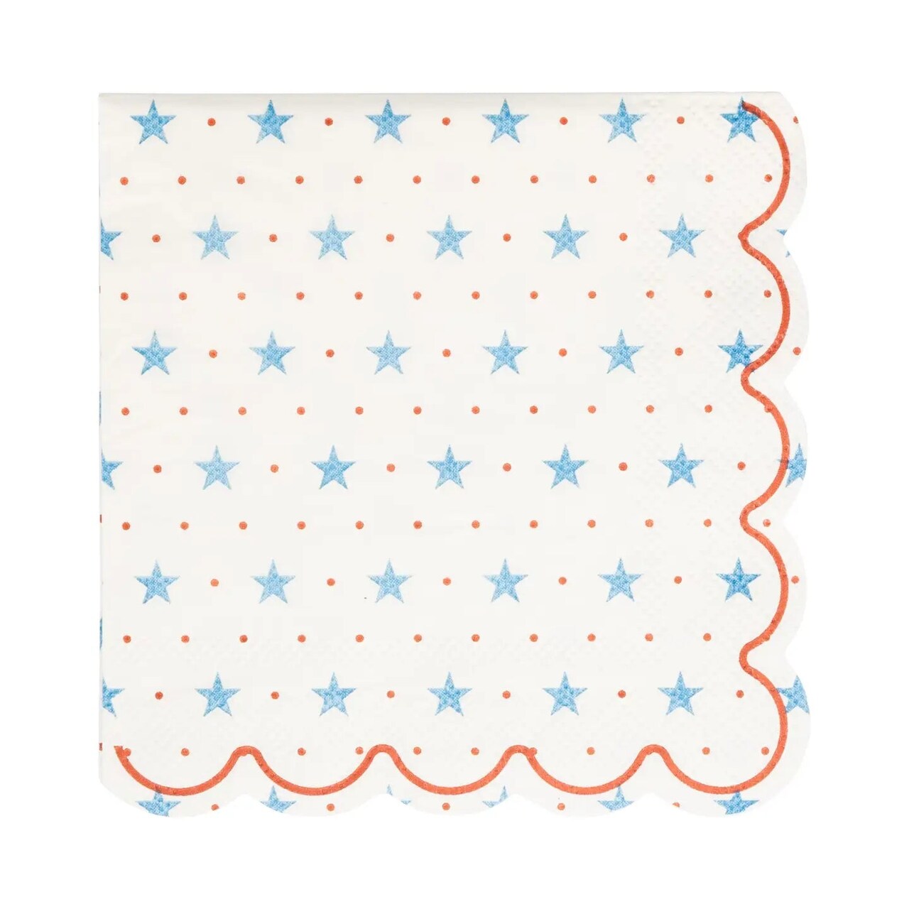Holiday Christmas Star Scalloped Cocktail Napkins Patriotic Paper Napkins for Parties, BBQs & Festive Gatherings
